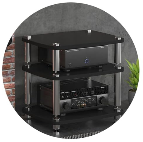 1/2/3/4-Layer HIFI Audio Cabinet Streaming Devices Cabinet Audio Rack With Shock-absorbing Feet- Audio Video Components (Color : Black, Size : 60 * 48 * 57cm(3Tier))