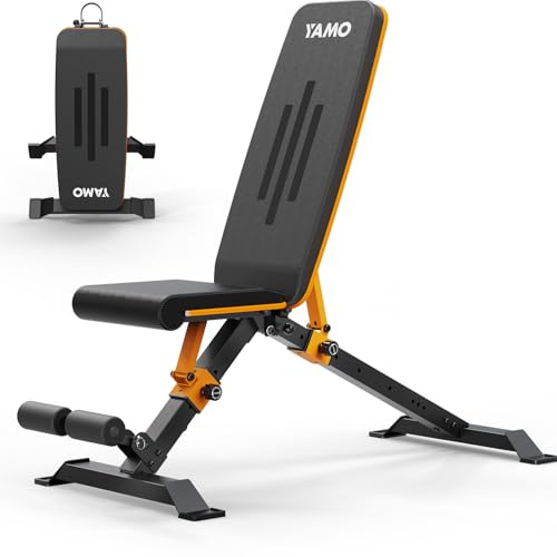 YAMO YW300 Klappbare Hantelbank | Verstellbare Trainingsbank mit 8-fach Rückenlehne & 3-fach Sitzposition | Schrägbank & Flachbank für Krafttraining | 300 kg Belastbar, Ergonomisch
