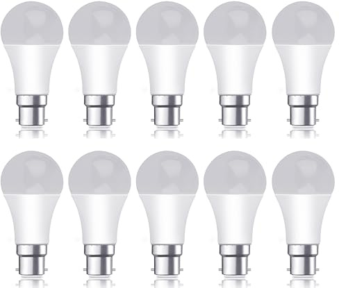 Bright Source Non-Dimmable Opal Frosted LED GLS Bulb, 15W, 1521lm, B22 Bayonet, 6500K Daylight White - Pack of 10 Bulbs