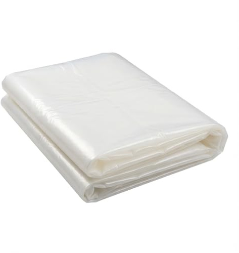 Woobroo 2 x 6 M Polythene Sheeting clear Plastic Sheet Extra Thick 0.14mm Reusable Plastic Cover, Waterproof Dust Sheet for Plants, Greenhouses, DIY