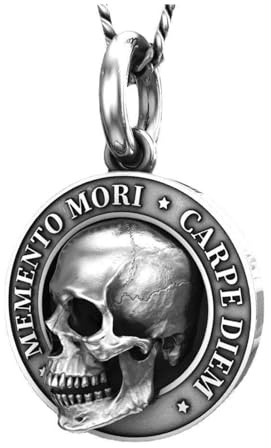 Generico Collane con ciondolo teschio scheletro - Collana con ciondolo testa di teschio vichingo,Testa di Gioiello gotico retrò festivo, accessorio per feste di Halloween