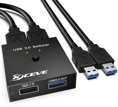 Commutateur USB 3.0 pour 2 ordinateurs, commutateur USB 2 entrées et 2 sorties pour 2 PC partagent 2 périphériques USB, souris, clavier, scanner, imprimante