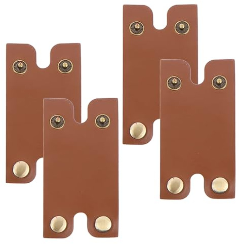 PENIKOKO Double Edge Safety Razor Covers 4pcs Brown Leather Head Protectors Manual Razor Travel Case for Men Shaving Blade Storage and Protective Sheath