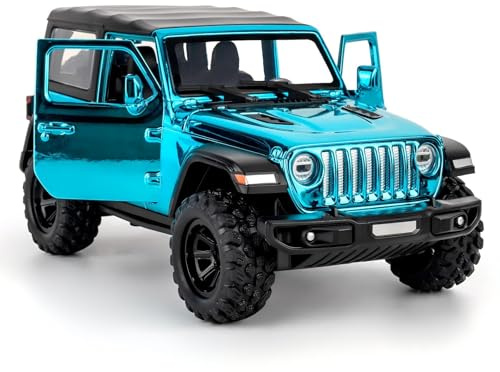 imtfzct 1:32 Scale Wrangle Rubicon Toy Car—Die-cast Model with Sound and Light Effects and Pull-Back Function, Durable Toddler Toy Suitable for Children 3 Years and Up Blue