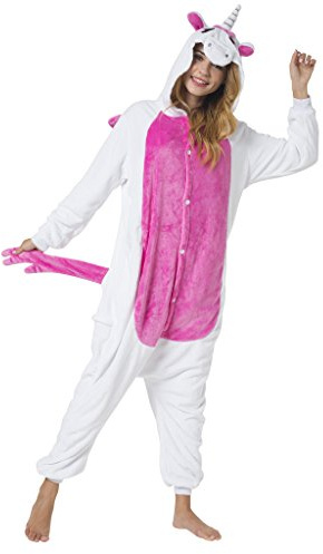 Katara 1744 Einhorn Onesie Kostüm, Märchen, Party, Karnevals-Kostüm Fantasie in Rosa-Weiß, Verkleidung zum Fasching, Sleepsuit, Schlafanzug, Hausanzug, Jogginganzug, Cosplay, Tierkostüm
