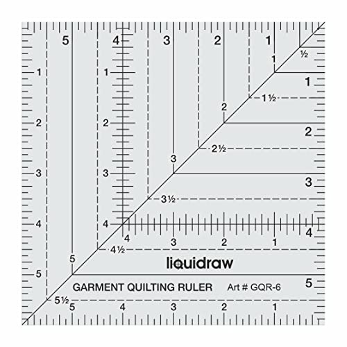 Liquidraw Square Quilting Ruler - 6 x 6 | Acrylic Quilting Square Template | Helpful Sewing Tool with Inch Markings | Helpful In Cutting Squares | Quilting & Sewing Must-Have