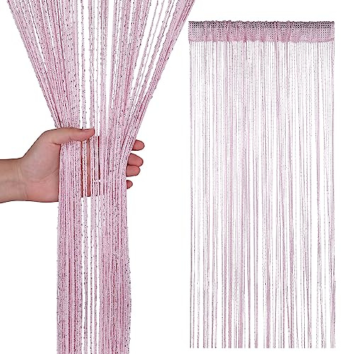 Trimming Shop Pink Glitter String Curtain Fringe Panel 200x90cm
