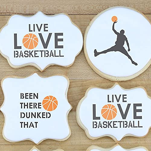 Basketball Club Team Party | Birthday Theme | for Cookies, Cupcakes, Cards, Paper, Fabric | 3 Sheets 8 Stencil Value Bundle