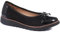 Pavers Womens Leather Ballet Pumps in Black Patent - Casual Flats - Comfort Footwear with High Shine Toe Cap & Delicate Bow Detail - Size UK 6 / EU 39
