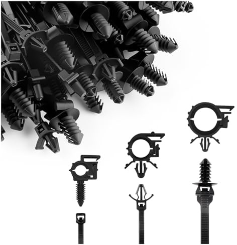 150 bridas de cremallera con soporte de cremallera, clips de nailon de montaje a presión para asegurar cables, mangueras pequeñas, bridas universales de arnés de cableado autoblocante