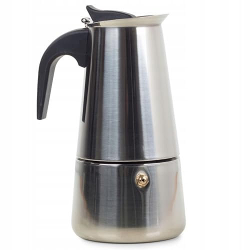Cafetière italienne classique de 300 ml, 6 tasses | Convient pour gaz, électrique, vitrocéramique, induction - Acier inoxydable argenté et résistant | Pour un usage quotidien - Cafetière Moka Espresso