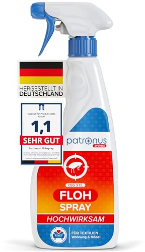 Patronus Floh-Spray für Wohnung & Umgebung 500 ml - effektives Abwehr-Mittel gegen Flöhe mit Sofortschutz - hochwirksam & laborgeprüft - mit dezentem Eukalyptus-Zitrusduft