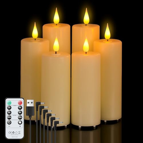 Forever Speed 6 Velas LED Recargables (12cm/14cm/16cm) con Temporizador de Mando a Distancia, Vela Led Sin Llama Regulable para Decoració, Boda