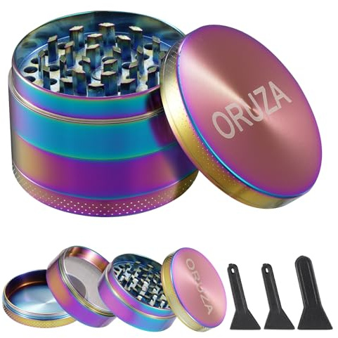 Herb Grinder, Spice Grinder with Pollen Catcher and Magnetic Top, Portable Grinder for Dry Herb and Spice Multicoloured (50 mm)