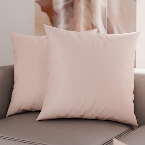 PETTI Artigiani Italiani - Coppia di Federe Cuscino 40x40 cm in Microfibra, Cuscini Arredo Camera da Letto, Divano, Set 2 Fodere Copricuscino, Federa Tinta Unita Rosa, 100% Made in Italy