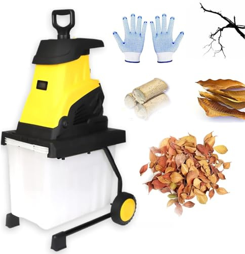 TYH Trituradora De Ramas Eléctrica De 2500 W, Trituradora De Jardín, con Depósito Recolector De 45 L Y Cable De Alimentación, Trituradora De Hojas Y Madera, Cuchillas De Acero Reversibles