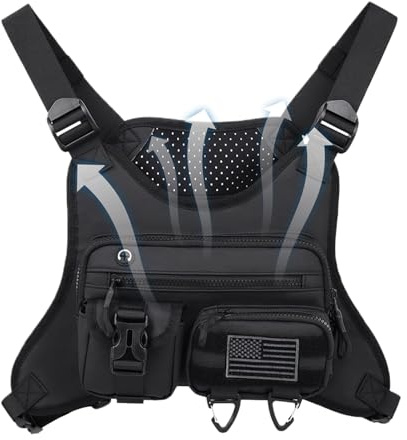 Running Chest Pack for Men | Chest Fanny Pack Outdoor Sports Bag - Phone Holder Pouch Lightweight Vest for Camping Hunting Gym Cycling Workout Biking Runners Women Travel Outdoor