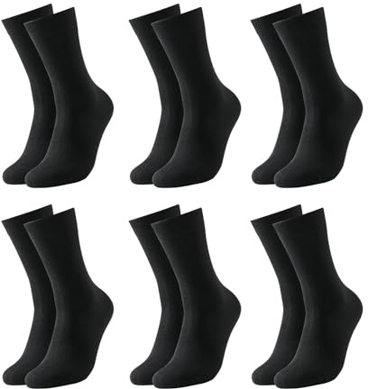 Chaussettes Homme 39 42 et 43-46 Chaussette Running Homme Femme 6 Paires | Wongdaopo Chaussettes Pour Homme Femme en Coton Peigné Noir, Confortables Respirantes, Pour Bureau Sport Quotidien