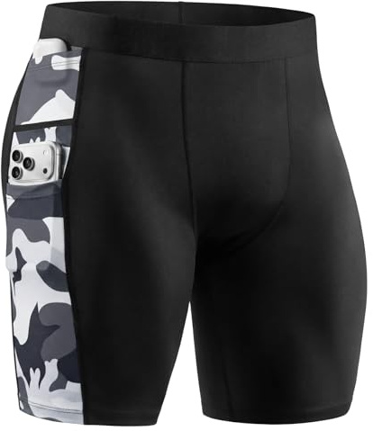 Tigersay Pantalones Cortos Compresivos Hombre Running con 3 Bolsillos