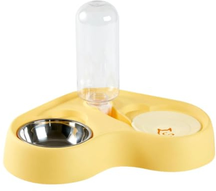 Wyhqgn Gamelle pour Chien avec Base Antidérapante et Amovible en Acier Inoxydable, Idéale pour Les Chiens de Petite et Moyenne Taille, Jaune