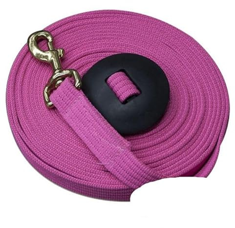 Showman 25' Flat Cotton Web Lunge Line w/Brass Snap (Pink)