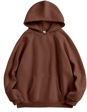 ANRABESS Women Hoodies Oversized Fleece Long Sleeve Comfy Casual Basic Pullover Sweatshirts 2025 Fall Outfits Y2K Clothes Brown Large
