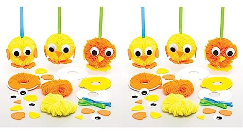 Baker Ross Easter Chick Pom Poms - Pack of 8, Easter Crafts, Craft for Kids (AT440)