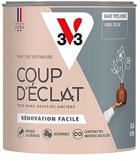 V33 Peinture murale intérieure Coup d'Éclat® Gris silex Mat Poudré 0,5L