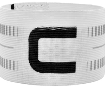 Mezeic Captain Armband, Unisex C Captain Armbands Soccer Football Player Captain's Arm Bands Sport Team Training for Youth and Adult - White