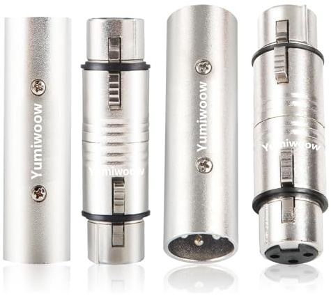 Yumiwoow 2-Pack XLR Adapter, 2 Male to Male & 2 Female to Female Couplers, Gender Changer Connector for Mixer, Microphone, Amplifier