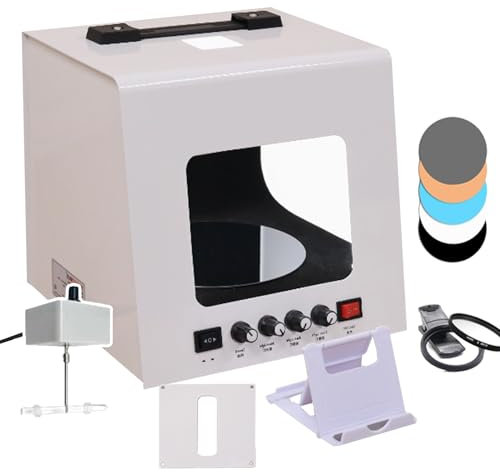 HEGGMKK Mini Caja De Luz para Estudio Fotográfico, con Placa De Color Y Filtros De Estrellas, Regulable Entre 3000 Y 5500 K, Brillo Y Velocidad Ajustables, para Accesorios Y Perfumes,TB30