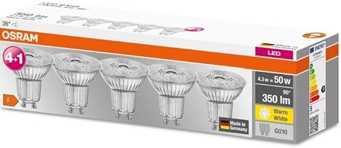Osram LED-Reflektorlampe Star, PAR16, GU10, EEK: F, 4,3 W, 350 lm, 2700 K, 5 Stück