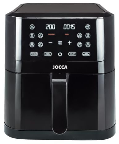 JOCCA - Freidora de Aire Caliente 8L| Freidora Sin Aceite| Air Fryer| Temporizador| Temperatura Ajustable| Cocina Sana| (Negro)