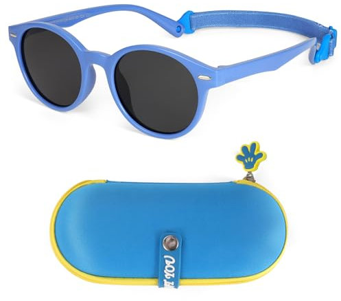 Beipegin Sonnenbrille Kinder für Jungen Mädchen UV400 Schutz Polarisierte Kindersonnenbrille Flexible Sportbrille mit Brillenband Brillenetui für Alter 3-10 Jahre