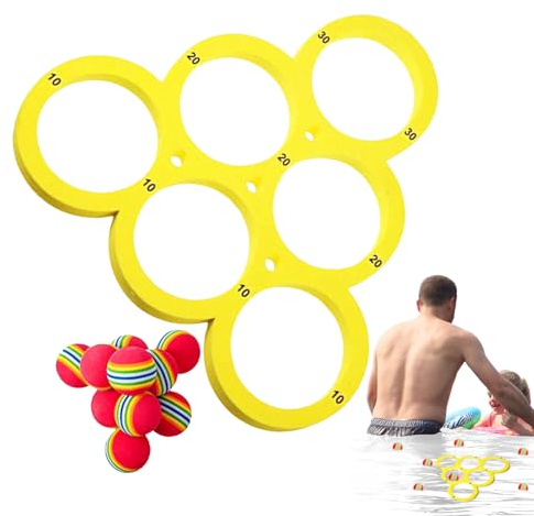 Juego de piscina flotante EVA para deportes acuáticos,juegos al aire libre,juegos deportes acuáticos EVA anillo con 10 bolas para deportes acuáticos