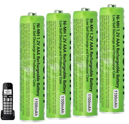 Piles Rechargeables AAA 1100mah 1,2v pour Gigaset Panosonic téléphone sans Fil, Pile AAA Ni-MH Haute Capacité Batteries Rechargeables - Lot de 4