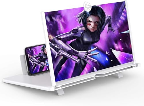 Lupa de Pantalla,Lupa de Pantalla de Teléfono Móvil de 10/12 Pulgadas,Amplificador 3D HD para Celulares Inteligentes,Amplificador de Pantalla de Teléfono Portátil Ampliadora (Blanco-10 Pulgadas)