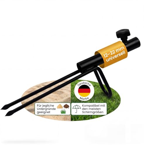 ok4y Soporte para sombrilla con mandril para césped, estaca de metal universal (12 – 22 mm), soporte estable para sombrilla para jardín, playa, camping y pesca