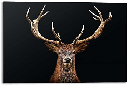 REINDERS Wandbild, Hirsch, Home Office, Bilder, Wanddeko, Room Decor, MDF, Schwarz, 60 x 90