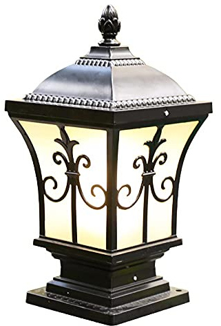 AAOTE Pilar Retro Luz Linterna Negra Luz Poste Camino Pedestal E27 Pilar Exterior Luz Columna Lámpara Jardín Pared Patio Costa,A