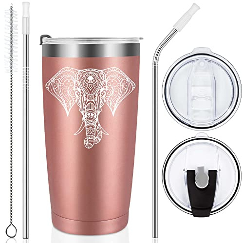 Livole Funny Christmas Gifts for Women, Her, Mum, Sister, Elephant Travel Tumbler, Women Gifts for Birthday Unique, Elephant Mugs, 20OZ 600ml Leakproof Travel Mug, Double-Wall Vacuum Insulated Cup