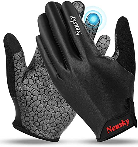 Neusky Sommer Fahrradhandschuhe Touchscreen Vollfinger MTB Handschuhe für Damen & Herren, Radsporthandschuhe Mountainbike Handschuhe Trainingshandschuhe (Schwarz-Pro, L)