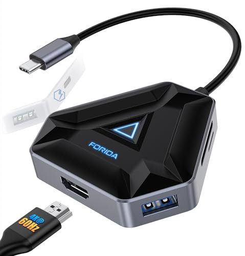 USB C Docking Station, USB Hubs zu HDMI Adapter mit 4K@60Hz Port, 2 USB 3.0 Datenübertragungsanschlüsse bis 5 Gbit/s, 100W PD, Micro SD Kartenleser, Kompatibel mit Typ-C-Geräten(Blau)
