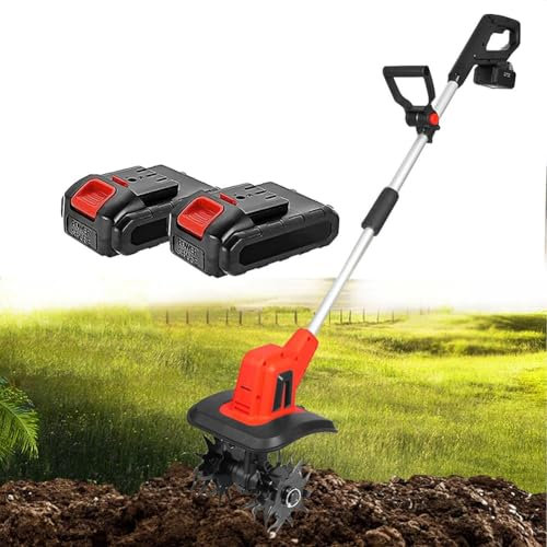 SONLED Motozappa da Giardino a Batteria, Motozappa Elettrica con 4 Lame in Acciaio, Motozappa a Batteria da 2 x 2000 mAh, Larghezza di Lavorazione di 23 cm e profondità di Lavorazione di 16 cm