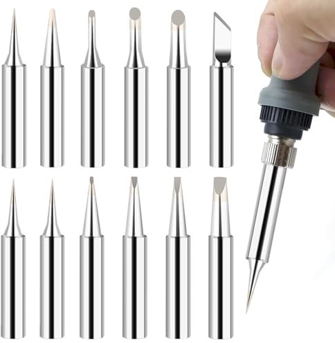 12 Stück Lötkolben Spitzen,900M Lötspitze Ersatz Lötspitzen Set,Legierungenlötspitzen Verwendung,Lötkolben Spitzen Set für Lötstationen, Schweißgeräte Zubehör, Kompatibel mit Hakko,Yihua,Atten &Mehr