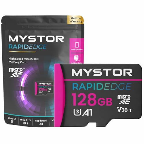 Mystor Carte mémoire Micro SD pour appareil photo Tapo C82, C120, C210, C220, C110, C225, C211, TC40, TC41, TC65, TC82, C510 Carte Micro SD pour caméra Tapo Security Cam cartes SD MicroSD (128 Go
