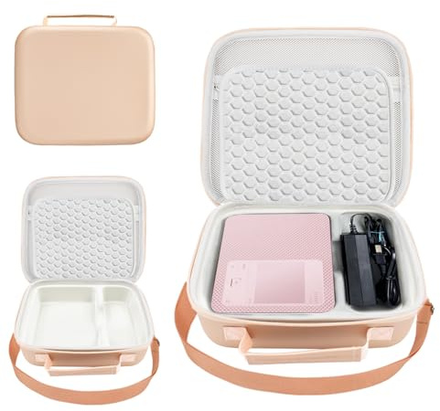 CRTBOTW Harte Tasche für den mobilen Fotodrucker Canon SELPHY CP1500/CP1300/CP1200,Entworfen, um Fotodrucker/Akku/Patrone/Fotopapier zu platzieren mit verstellbarem Schultergurt, Rosa (nur Tasche)