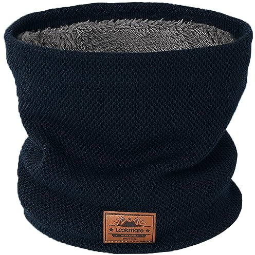 Lookmate Schlauchschal Herren Schal Halstuch,Halswärmer Motorrad,Gefüttert Weichem Nackenwärmer,Dick Fleece Loop Schal Winddichte für Maske Marineblau