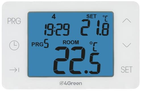 4GREEN CC 15B - Termostato Digitale Batteria Touch Screen per Caldaia, Cronotermostato Settimanale da Parete, Bianco