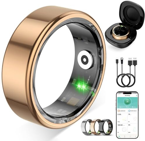 ZBNMY Smart Ring for Women Men,Fitness Tracker Ring with Heart Rate, Sleep Monitoring, Blood Oxygen, Step Counting for iOS and Android, No Subscription Fee,Waterproof(Rose Gold, 8)